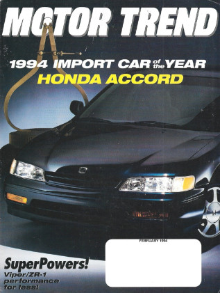 MOTOR TREND 1994 FEB - MONSTER SHOOTOUT, CHARGERS - 2 COVERS*